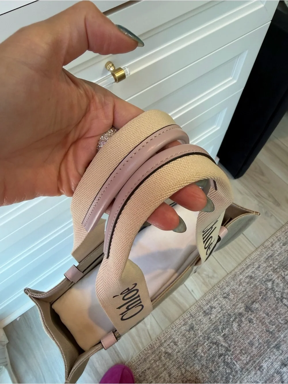 New Chloe Woody Large Tote with lilac Trim COA Dusty